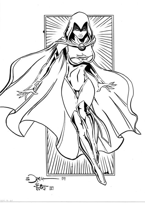 Raven - Shibao - Egli - Speed Inks 1 hour by SurfTiki Dc Comics Coloring Pages, Comic Book Coloring Pages, Comic Raven, Dc Coloring Pages, Raven Coloring Pages, Raven Comics, Raven Color, Grayscale Image, Popular Cartoons