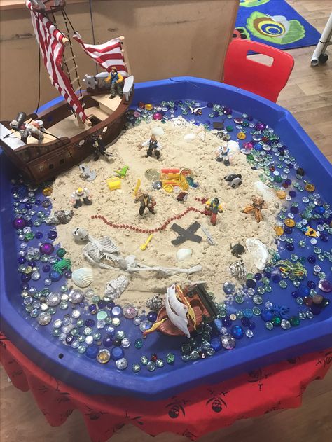 Early Years Pirate Activities, Pirates Tuff Tray Ideas, Pirates Sensory Activities, Pirate Small World, Pirate Sensory Play, Pirate Tuff Tray, Pirate Tuff Tray Ideas, Pirate Activities For Toddlers, Pirate Eyfs