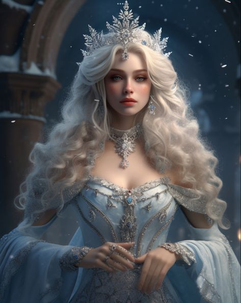 Ice Queen Fantasy Art, Ice Queen Art, Snow Queen Art, Water Queen, Winter Queen, Fantasy Queen, Ice Girls, Winter Princess, Fantasy Princess