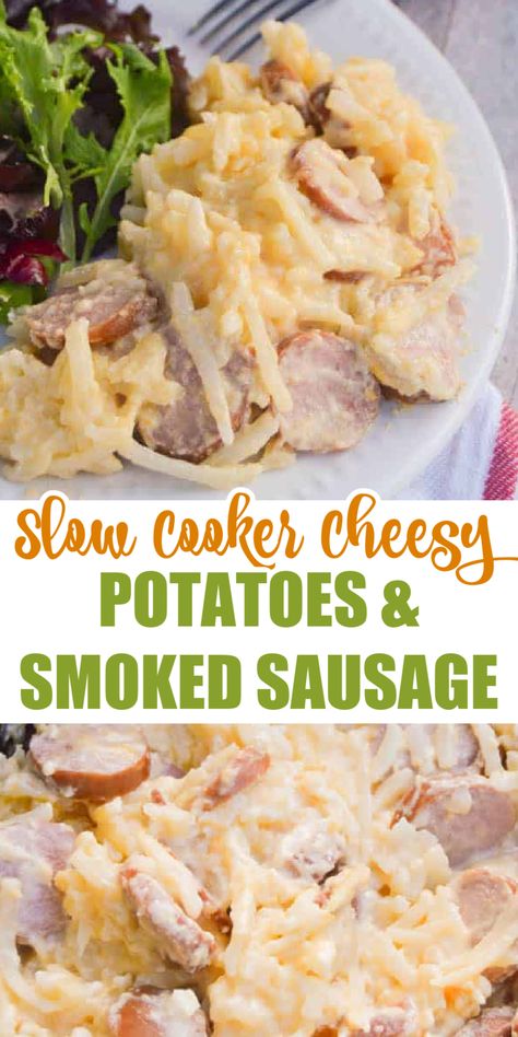 Breakfast Crockpot, Smoked Sausages, Sausage Crockpot, Smoked Sausage Recipes, Crock Pot Potatoes, Pot Recipes Healthy, Cheesy Potato, Pot Recipes Easy, Crockpot Recipes Beef