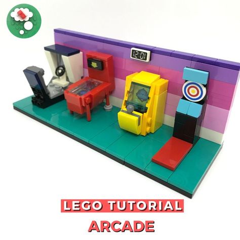 Let's learn how to build a Lego Arcade! Check out the step by step Lego tutorial on my YouTube channel! #lego #how to build a lego #legoarcade #legotutorial #legomoc #afol Lego Arcade, Lego Candy Machine, Easy Lego Creations, Lego House Ideas, Lego Accessories, Lego Challenge, Lego Boards, Lego Diy, Lego Activities