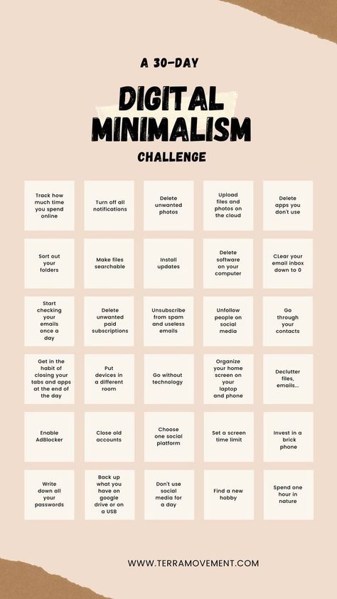 Minimalism Challenge Declutter, Declutter Your Phone, Minimalism Challenge, Digital Minimalism, Self Development Books, Screen Time, Cleaning Organizing, Sustainable Design, Finding Joy