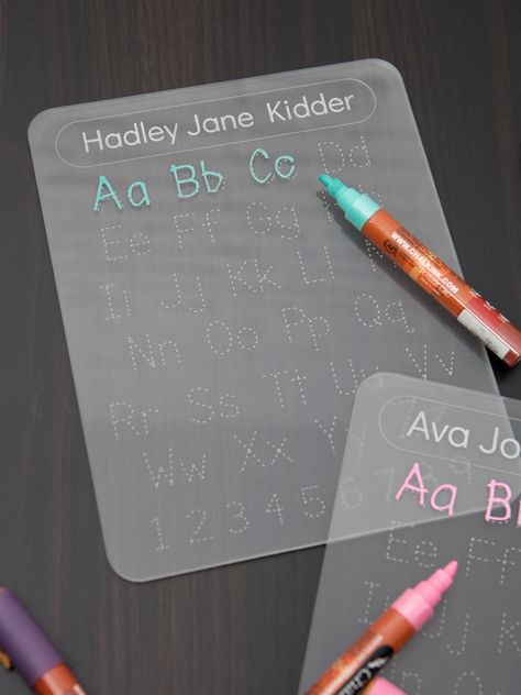 Tracing Board, Abc Tracing, Alphabet Board, Sensory Learning, Tracing Practice, Chalk Ink, Laser Engraved Ideas, Letter Tracing, Letter Boards