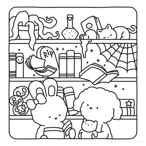 Comfy Coloring Pages, Bobbie Goods Coloring Pages Halloween, Cute Coloring Book Pages, Korean Coloring Pages, Color Book Pages, Cozy Coloring Pages, Coco Wyo, Pictures To Color, Bobbie Goods