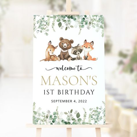 Planning a birthday party? Dress up the celebration with this charming ‘Welcome’ sign! #printable #birthday #birthdayparty #birthdaycelebration #birthdaybash #firstbirthday #1stbirthday #birthdaystationery #birthdaypartystationery #birthdaysigns #birthdaypartysigns #SHdesigns Forest First Birthday, Welcome Sign Printable, Animals Forest, Welcome Poster, Birthday Party Dress, Birthday Sign, Party Items, Party Signs, Birthday Bash