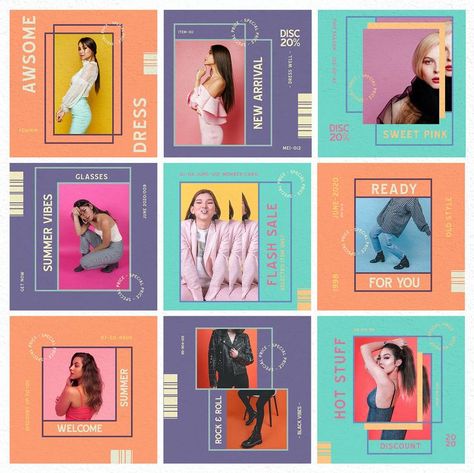 Colorful Fashion Instagram Post Templates AI Brand Reveal Instagram, Instagram Post Ideas Fashion Brand, Colorful Instagram Post, Fashion Instagram Post Design, Fashion Instagram Template, Team Introduction Design Instagram, Instagram Reels Design, Fun Instagram Posts, Fashion Instagram Feed Design