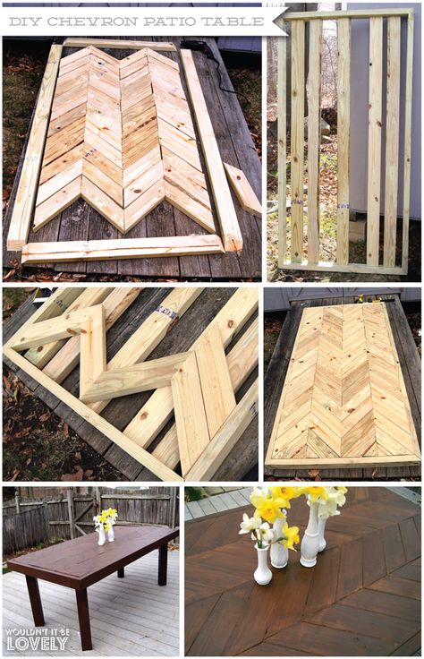 DIY Chevron Table @Rebekah Ahn Ahn Ahn Ahn Ahn Ahn Ahn Ahn Sheppard Adams maybe justins next project Table Chevron, Chevron Table, Outdoor Diy, Diy Furniture Table, Décor Diy, Pallet Wood, Furniture Outdoor, Patio Table, Pallet Projects