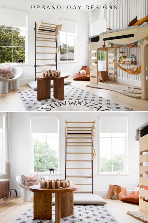 Get inspired by this Urbanology Designs modern kids bedroom design. Featuring a blend of stylish home accents & neutral home interior design pieces, this luxury kids bedroom is sure to make your little one feel right at home. Learn how to create a sophisticated yet playful space for your kids using bunk beds, neutral colors, & thoughtful room decor that adapts as they grow. See other interior design projects, interior design tips, & discuss our interior design services at urbanologydesigns.com Roman Shade Bathroom, Urbanology Designs, Luxury Kids Bedroom, Modern Kids Bedroom, Neutral Bedrooms, Kids Bedroom Designs, Kids Bedroom Design, Interior Design Elements, Roman Shade