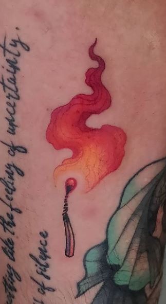 Neotraditional Fire Tattoo, Fire Cat Tattoo, Fire Themed Tattoos, Watercolor Flame Tattoo, Watercolor Fire Tattoo, Fire Design Tattoo, Elemental Tattoo Ideas, Blue Fire Tattoo, Realistic Fire Tattoo