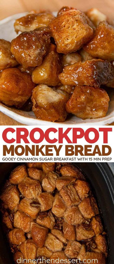 Monkey Bread Crockpot, Crock Pot Monkey Bread, Crockpot Monkey Bread, Monkey Bread Recipe Easy, Crock Pot Bread, Slow Cooker Bread, Breakfast Crockpot Recipes, Slow Cooker Breakfast, Crock Pot Desserts