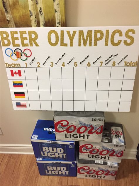 Bachelor party, Beer Olympics! Beer Olympics Party, Beer Olympics Games, Bachelor Party Games, Drunk Games, Beer Olympics, Olympics Party, Alcohol Games, Beer Olympic, Drinking Games For Parties