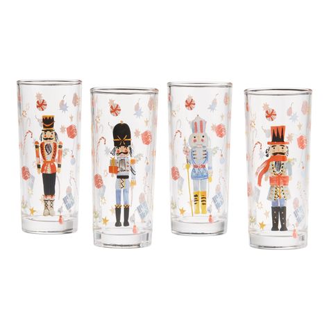 Holiday Nutcracker Juice Glass 4 Pack - World Market Frida House, Nutcracker Gifts, Funny Nutcracker, Lemonade Juice, Watercolor Holiday, Juice Glass, Beverage Napkins, Old Fashioned Glass, The Nutcracker