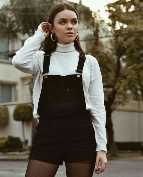 f670ef5d2d6bdf8f29450a970494dd64desc54698323ri Overall Shorts Outfit Fall, Black Short Overalls Outfit, Black Dungarees Outfit, Overalls Winter Outfit, Overall Outfit Ideas, Black Overalls Outfit, Winter Shorts Outfits, Black Short Overalls, Overall Shorts Outfit