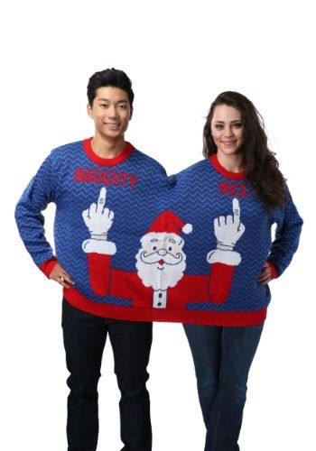 Two Person Naughty and Nice Santa Ugly Christmas Sweater#Nice, #Naughty, #Person Mens Halloween Costumes Diy, Ugly Christmas Sweater Ideas, Christmas Sweater Ideas, Pretty Woman Costume, Costumes For Work, Nice Couple, Best Couples Costumes, Ugly Outfits, Diy Costumes Women