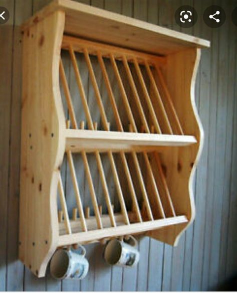 Plate Rack Shelf, Kitchen Plate Rack, Plate Racks In Kitchen, Diy Plate Rack, Kitchen Accessories Design, Wood Table Diy, Kitchen Tools Design, Plate Rack, Kitchen Plate