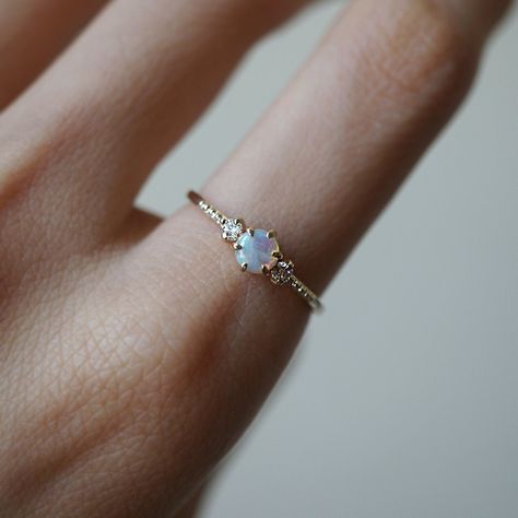 Opal Tiara, Opal Ring Simple, Small Engagement Rings, Opal Promise Ring, Sterling Silver Opal Ring, Swiss Blue Topaz Ring, Unique Opal, Tiara Ring, Cute Engagement Rings