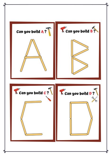 Popsicle Stick Alphabets - As Told By Mom Popsicle Alphabet Letters, Alphabet Popsicle Sticks Letters, Building Letters Preschool, Popsicle Stick Letters Free Printable, Popsicle Stick Letters, Popsicle Stick Activities, Community Helper Lesson, Magnet Wall, Stick Letters