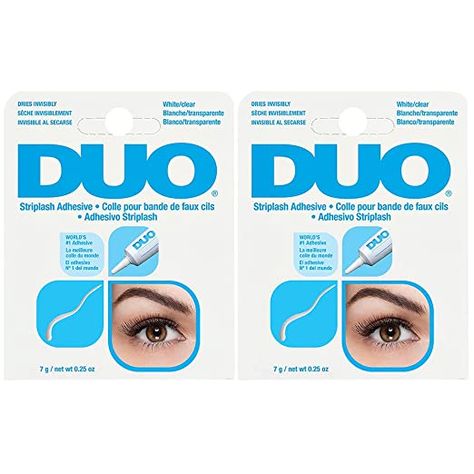 DUO Strip Lash Adhesive White/Clear, for Strip False Eyelash, 0.25 oz, 2-Packs Duo Lash Glue, Best Eyelash Glue, Color Club Nail Polish, White Eyelashes, Permanent Hair Dye, Lash Adhesive, Beauty Creations, Amazon Beauty Products, Fake Lashes