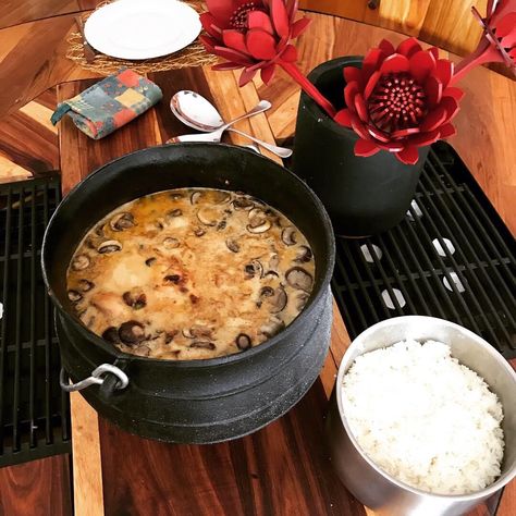 Cream Mushroom Chicken Potjie (User Submitted) Cream Mushroom Chicken, Cream Of Mushroom Chicken, Cheese Dipping Sauce, Cold Weather Comfort Food, Favorite Recipes Chicken, Dutch Oven Cooking, Carrots And Potatoes, South African Recipes, Favorite Chicken