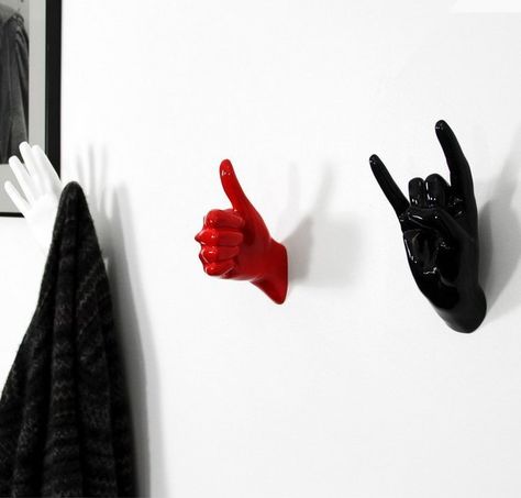 Hand Hook Set #Coat, #Cool, #Decorative, #Hook, #Rock, #Wall Masculine Bathroom, Fun Towels, Hanger Design, Storage House, Coat Stands, Creative Wall, Towel Hooks, Hand Shapes, Wall Mounted Coat Rack