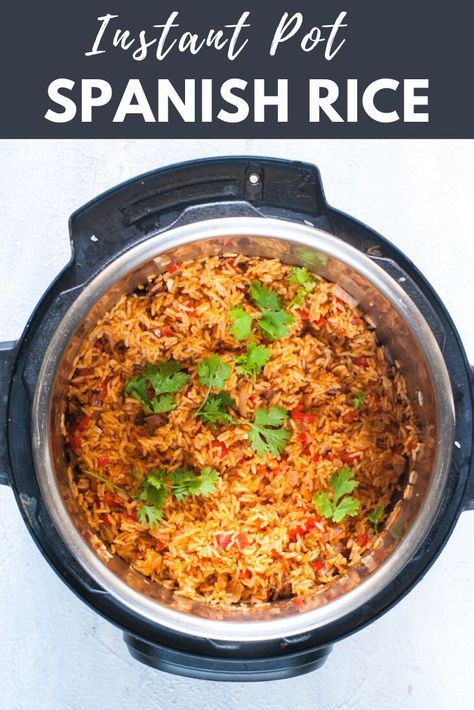 Make Easy Spanish rice in the instant pot with some simple everyday ingredients.This instant pot rice dish is super flavoursome and goes with anything. - Stuff it inside your burritos or serve it as a side along with some shredded chicken- you can do whatever you want with it. - This Mexican instant pot rice dish is vegan, gluten free and dairy free. Instant Pot Spanish Rice, Easy Spanish Rice, Mexican Red Rice, Mexican Side Dish, Rice In The Instant Pot, Spanish Rice Easy, Instant Pot Rice, Mexican Side, Recipes Using Ground Beef