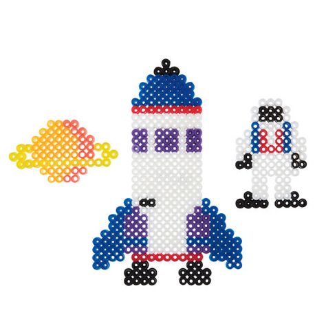 Perler® Rocket Ship and Astronaut Space Perler Beads, Bead Things, Peg Boards, Perler Beads Ideas, Beads Patterns, Hama Bead, Seed Beading, Melty Beads, Beads Designs