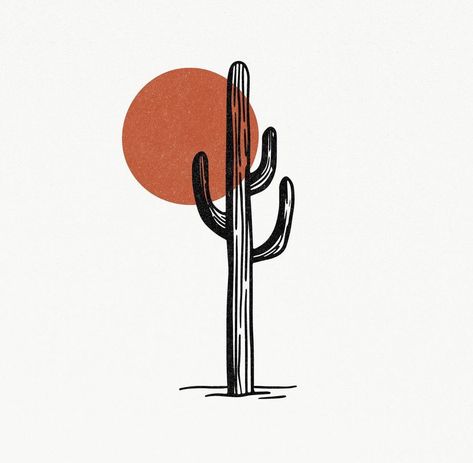 Saguaro Cactus Illustration, Cactus Sketch Simple, Arizona Sun Tattoo, Cactus Aesthetic Drawing, Cactus Drawing Aesthetic, Saguaro Cactus Drawing, Saguaro Cactus Tattoo, Arizona Tattoo Ideas, Desert Tattoo Ideas