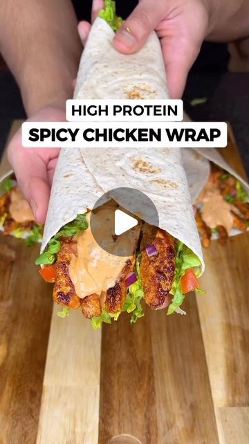 Gymrat Recipes on Instagram: "High Protein Spicy Grilled Chicken Wraps! Only 347 Calories! By @jalalsamfit Macros per wrap 347 Calories - 38g protein / 24g carbs / 11g fat Ingredients (for 3-4 Spicy Wraps) - 600g Chicken Breast cut into strips (100g cooked chicken per wrap) - 3-4 garlic cloves - 1 tbsp Oregano - 1 tbsp Paprika - 1 tsp Onion Powder - 1 tsp Chilli Flakes - 1 tsp Salt & Pepper - 1 Lemon Juiced - Low Calorie Tortilla Wraps ( Brand: Mission Wraps) - Shredded Lettuce - Chopped red onion & tomato Spice Sauce: - 100g Fat Free Yogurt - 20g Sriracha - 1 Garlic Clove Minced - Fresh Parsley - 1/2 tsp salt & pepper - Lemon Juice SERVE & ENJOY! . . For more high protein recipes go follow @jalalsamfit 👈 . #chickenwrap #chicken #chickenrecipes #tortilla #grilledchicken #highprotein Spicy Chicken Wrap, Low Calorie Tortilla, Grilled Chicken Wraps, Spicy Grilled Chicken, Buffalo Chicken Wraps, Raw Chicken Breast, High Protein Low Calorie, Low Fat Yogurt, Cooked Chicken