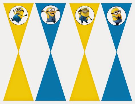 Minions: Free Printable Bunting. Minion Banner, Minion Things, Minion Birthday Banner, Minions Birthday Party Decorations, Minion Party Decorations, Homemade Minion Costumes, Minion Birthday Invitations, Minion Card, Happy Birthday Banner Printable