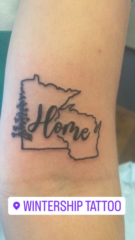 Wisconsin Tattoo Ideas, Midwest Tattoo, Teeny Tattoos, Wisconsin Tattoo, Minnesota Tattoo, State Tattoos, Live Tattoo, Florida Tattoos, Minnesota Lake