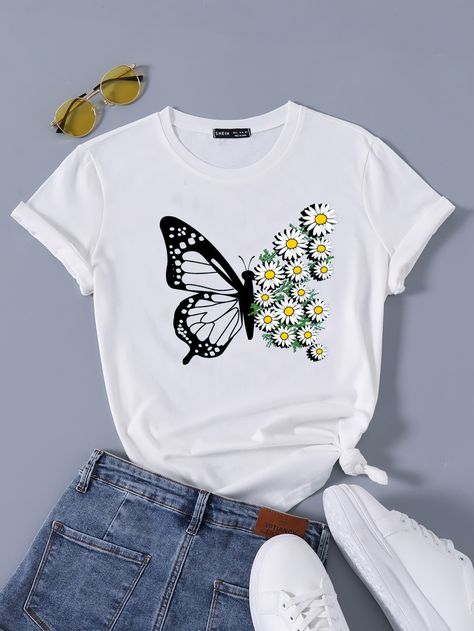 Daisy Graphic, Shirt Print Design, Casual Tops For Women, Tshirt Design, Girl Top, Amazing Products, Casual Tops, Printed Shirts, Print T Shirt