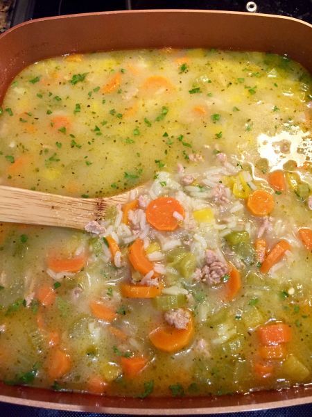 Ground Turkey and Rice Soup Ground Turkey Rice Soup Recipes, Crockpot Soup Recipes Ground Turkey, Ground Turkey Rice Soup, Ground Turkey Soup Crockpot, Ground Turkey And Rice Soup, Soup Ground Turkey, Turkey And Rice Soup, Ground Turkey Rice, Turkey Recipes For Dinner