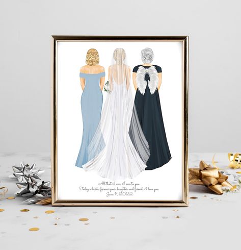 Personalized Bride Mom Grandmother Portrait Art DIGITAL - Etsy Australia Mom Daughter Drawing, Grandmother Portrait, Portrait Art Digital, Marriage Gift, Brides Mom, Marriage Gifts, Drawings Of Friends, Mom Wedding, Personalized Bride