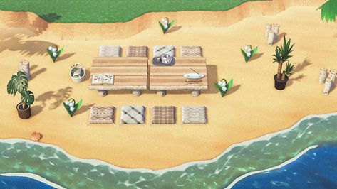 Cute Beach Picnic, Acnh Picnic, Island Ideas, Beach Picnic, Picnic Area, Beach Themes, Animal Crossing, Animals