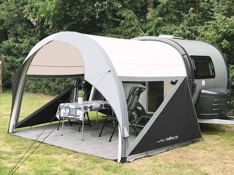 Tab Trailer, Mini Caravan, Teardrop Camping, Camper Awnings, Camper Accessories, Camping Set Up, Sun Canopy, Camping Camper, Mini Camper