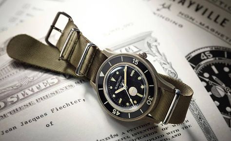 Blancpain Fifty Fathoms, Fifty Fathoms, Handmade Watch Strap, Diving Equipment, United States Navy, Military Watches, The Watch, Dive Watches, Casio Watch