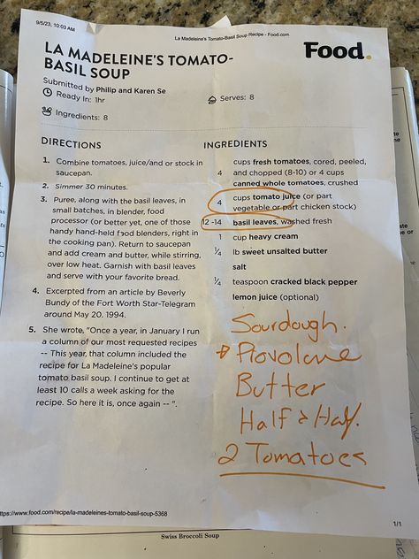 La Madeline Tomato Basil, La Madeline Tomato Basil Soup Recipe, Tomato Basil Soup La Madeleine, La Madeleine Tomato Basil Soup, Basil Soup Recipe, Tomato Basil Soup Recipe, Forest Cafe, Canning Whole Tomatoes, Basil Soup