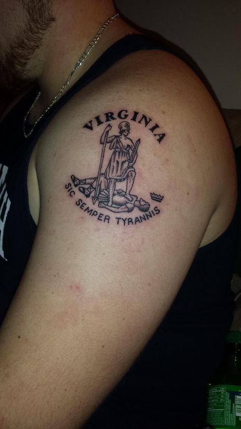 Virginia Tattoo Ideas, West Virginia Tattoo, Virginia Tattoo, Ink Therapy, Ancient Tattoo, Kunst Tattoos, Flag Tattoo, Red Tattoos, Modern Tattoos