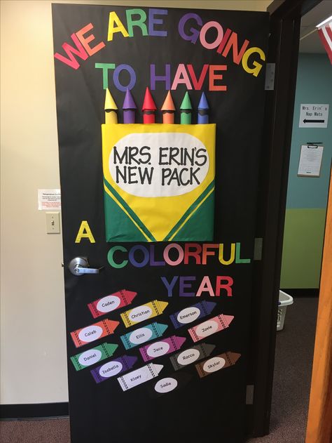 Crayon door, back to school door, We are going to have a colorful year, back to school door, our new pack, crayon class Crayon Themed Classroom, Back To School Door, Preschool Door, School Door Decorations, Prek Classroom, Preschool Bulletin, Preschool Classroom Decor, Preschool Bulletin Boards, School Doors