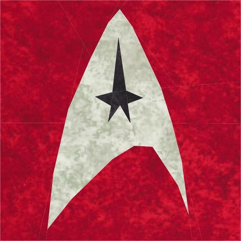 Free at Fandom In Stitches Star Trek Quilt Patterns, Nerdy Quilts, Star Trek Quilt, Fandom Crafts, Space Quilt, Geek Crafts, Paper Pieced Quilt, Block Patterns, Paper Piecing Quilts