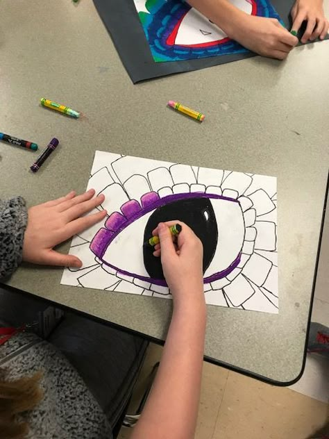 Oil Pastel Dragon Eye, Egg Art Projects, Dragon Eye Drawing, 7th Grade Art, Dragon Eyes, 6th Grade Art, 4th Grade Art, 5th Grade Art, Classroom Art Projects