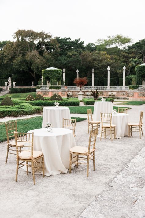 Cocktail Table With Chairs, Cocktail Wedding Reception Set Up, Chivari Chairs Wedding, Wedding Cocktail Tables, Gold Chivari Chairs, Cocktail Table Decor, Rose Quartz And Serenity, Cocktail Wedding Reception, God's Timing