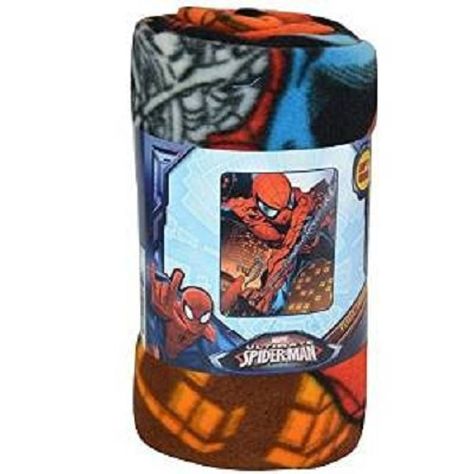 Marvel Ultimate Spiderman 46' X 60" Fleece Throw Spiderman Bed, Spiderman Blanket, Cable Knit Throw Blanket, Spiderman Gifts, Spiderman Theme, Spiderman Kids, Kids Fleece, Ultimate Spiderman, Light Blue Background