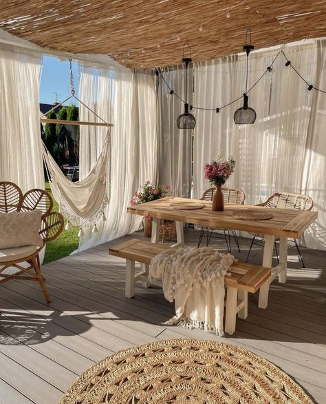 Join us on this journey of creativity and resourcefulness, and let your patio become a reflection of your bohemian spirit. Elevate your outdoor experience without breaking the bank – because style and savings can coexist! 🌺🍃  #BohoPatio #BudgetMakeover #OutdoorDecor #BohemianStyle #DIYProjects #ThriftedTreasures #PatioInspiration Boho Outdoor Decor, Gazebo Decorations, Terrace Garden Ideas, Outdoor Gazebo, Boho Patio, Terrace Decor, Apartment Plants, Boho Outdoor, Porch Makeover