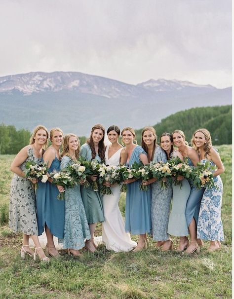 Blue And Green Mixed Bridesmaid Dresses, Sage Green And Light Blue Bridesmaid Dresses, Blue And Green Floral Bridesmaid Dresses, Bridesmaid Dresses Blue And Green, Blue And Green Bridesmaids, Mismatched Bridesmaid Dresses Summer, Green And Blue Bridesmaid Dresses, Mismatched Bridesmaid Dresses Spring, Blue And Green Bridesmaid Dresses