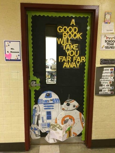 Decorated Doors For Christmas At Work, Star Wars Classroom Door, Winter Door Ideas For Classroom, Winter Doors, Star Wars Classroom Theme, Holiday Classroom Doors, Winter Door Decorations Classroom, Winter Classroom Door, Decoracion Star Wars