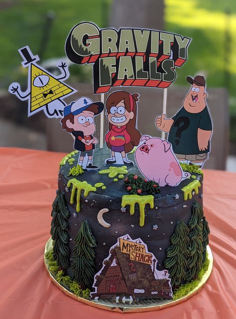 Gravity Falls Cake Birthdays, Birthday Cake Theme Ideas, Gravity Falls Party Ideas, Gravity Falls Birthday Party Ideas, Gravity Falls Cake, Gravity Falls Party, Gravity Falls Birthday, Fall Birthday Cakes, Fall Party Themes