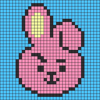 Alpha pattern #34727 | BraceletBook Bt21 Alpha Pattern, Bt21 Cross Stitch, Bt21 Perler Beads, Bt21 Cross Stitch Pattern, Bts Alpha Pattern, Bts Cross Stitch Patterns, Bts Pixel Art, Bt21 Pattern, Kpop Pixel Art