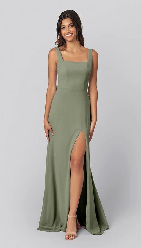 Square Neck Bridesmaid Dress, Moss Bridesmaid Dress, Modern Bridesmaid Dresses, Jay Dress, Sage Bridesmaid Dresses, Stylish Gown, Modern Bridesmaid, Sage Green Bridesmaid Dress, Bridesmaid Attire