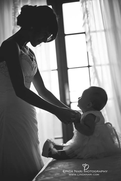 bride daughter baby wedding Bride And Niece Wedding Photos, Wedding Photos With Baby, Baby At Wedding, Wedding With Baby, Mother Daughter Wedding Photos, Wedding Preparation Photos, Baptism Pictures, Courthouse Wedding Photos, Groom Photoshoot